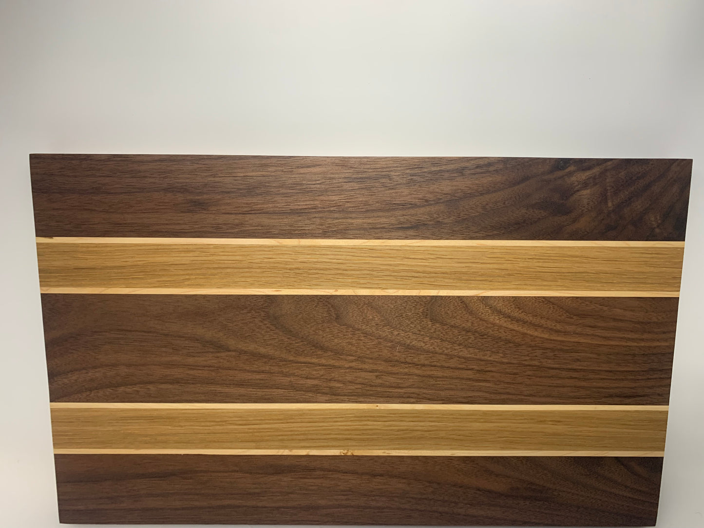 Handmade Walnut Cutting Board with Oak and Maple Stripes