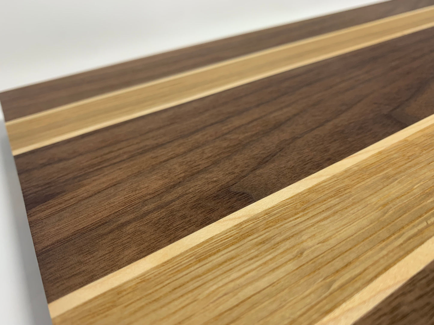 Handmade Walnut Cutting Board with Oak and Maple Stripes
