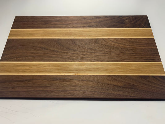 Handmade Walnut Cutting Board with Oak and Maple Stripes